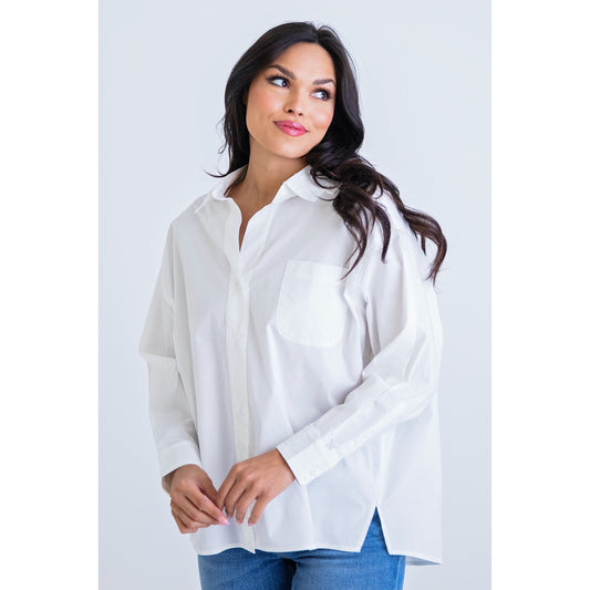 Solid Oversized Button Up in White