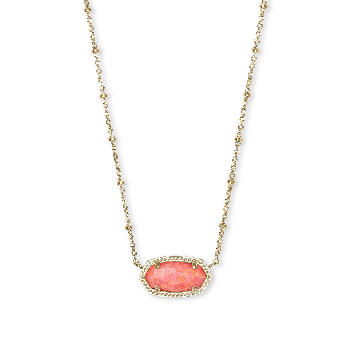 Elisa Satellite Necklace in Gold Coral Kyocera Opal