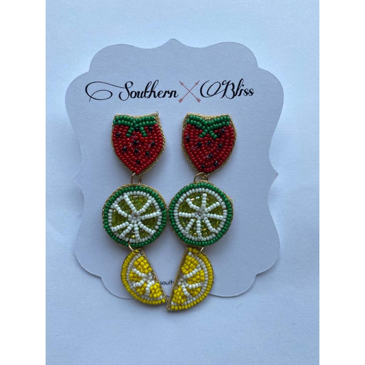 Multi fruit beaded drop earrings