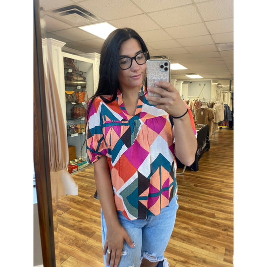 Flower Printed Short Sleeve Top