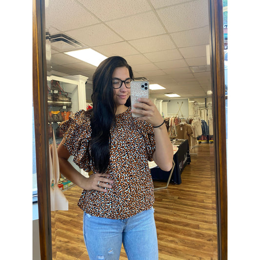 Ruffle Puff Sleeve Blouse