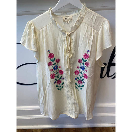 Curvy Split Neck Embroidered Top