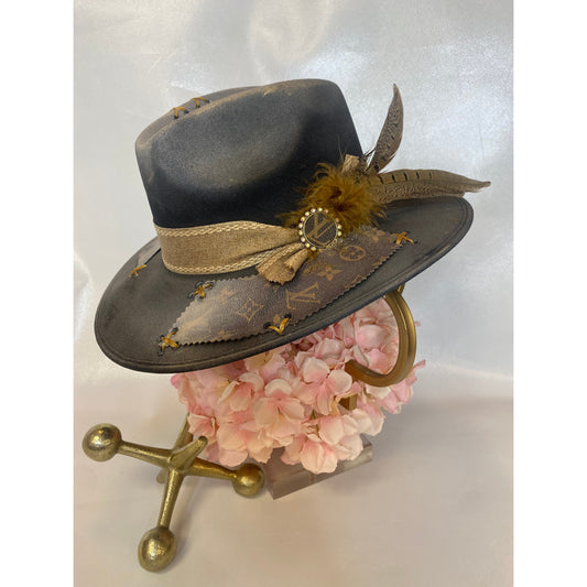 Upcycled Louis Vuitton Hat Charcoal