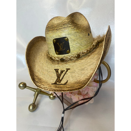 Upcycled Straw Louis Vuitton Hat