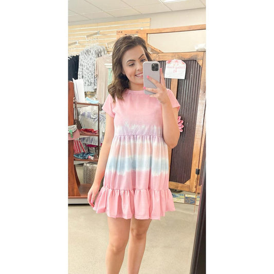 Tie Dye Baby Doll Dress in Pink