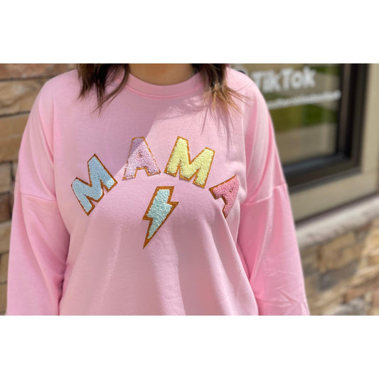 SS MAMA Sparkle Letter Pullover