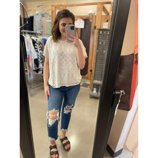 Two Tone Knit Sweater in Taupe