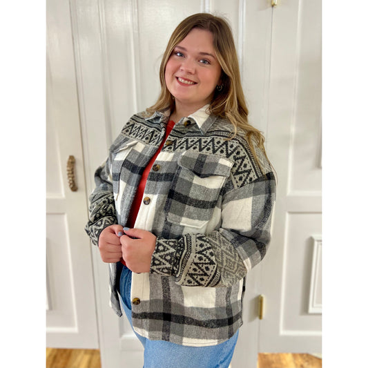 Geo Grey Shacket