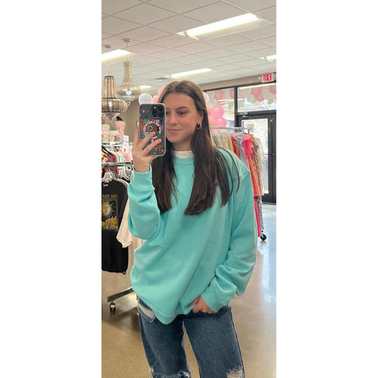 Shoreline Long Sleeve Pullover in Beach Mint