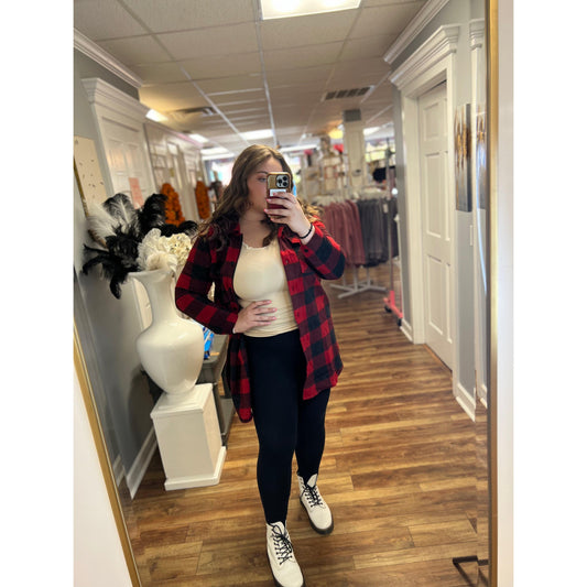 Royalty Shacket in Red/Black