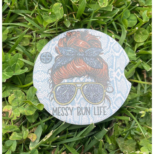 SS Messy Bun Car Coaster