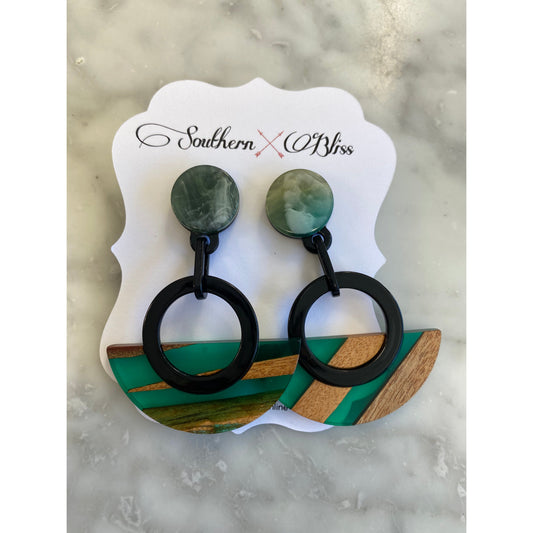 Green and Black Earrings