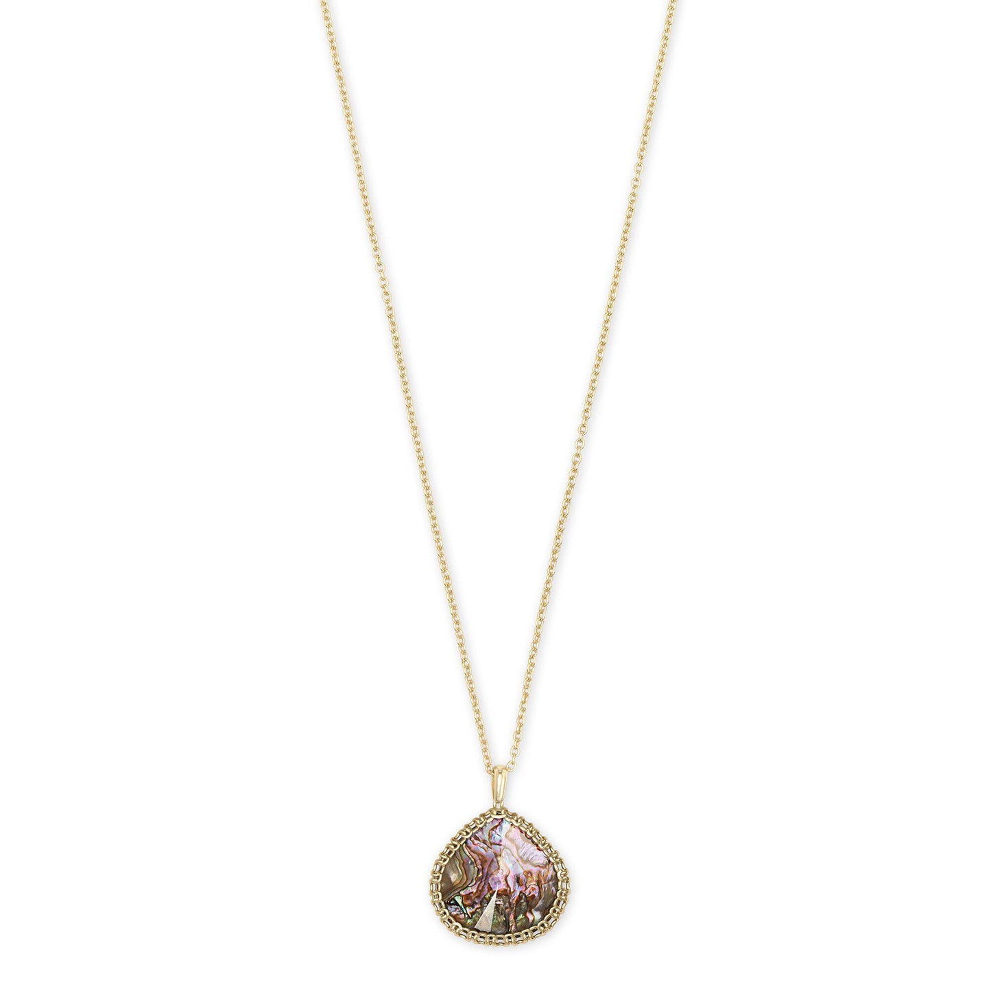 Kenzie Small Long Pendant Necklace in Gold Nude Abalone