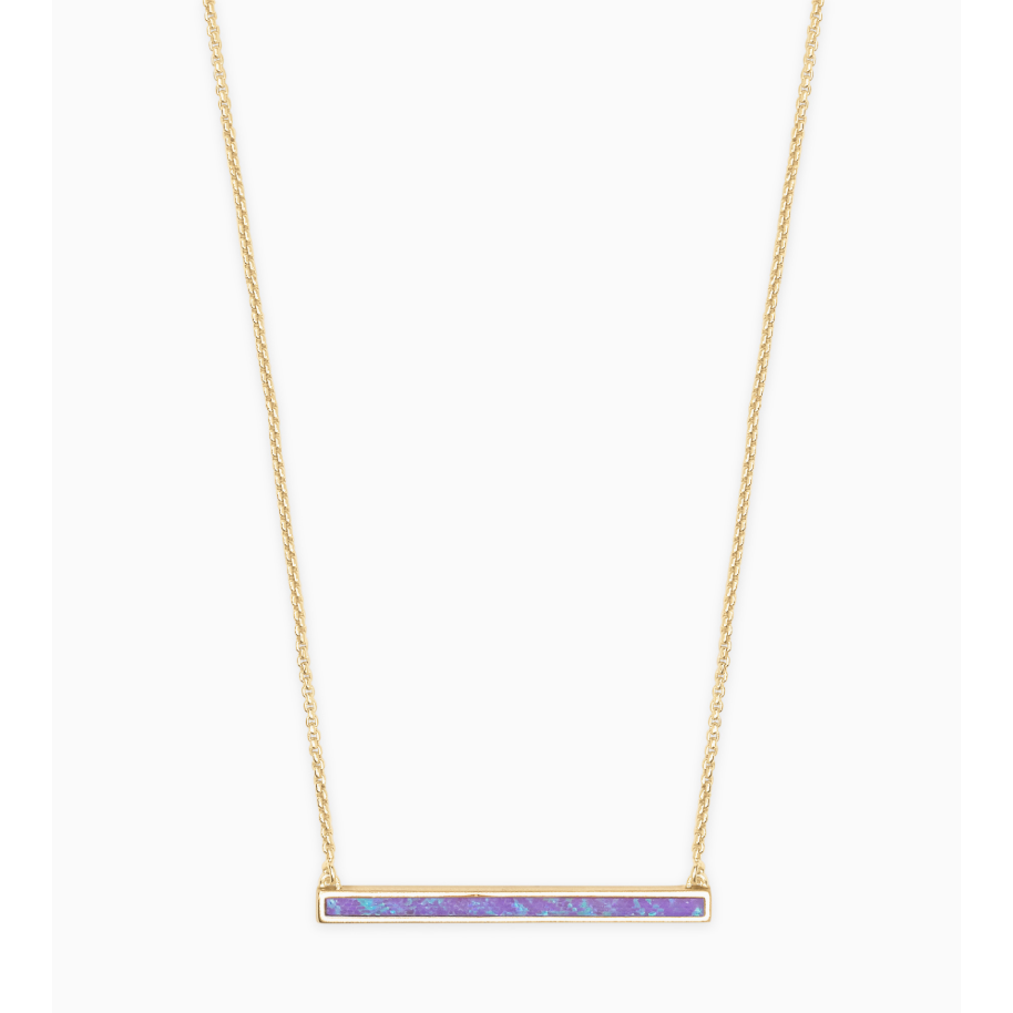 Kelsey Short Pendant Necklace in Gold Violet Opal