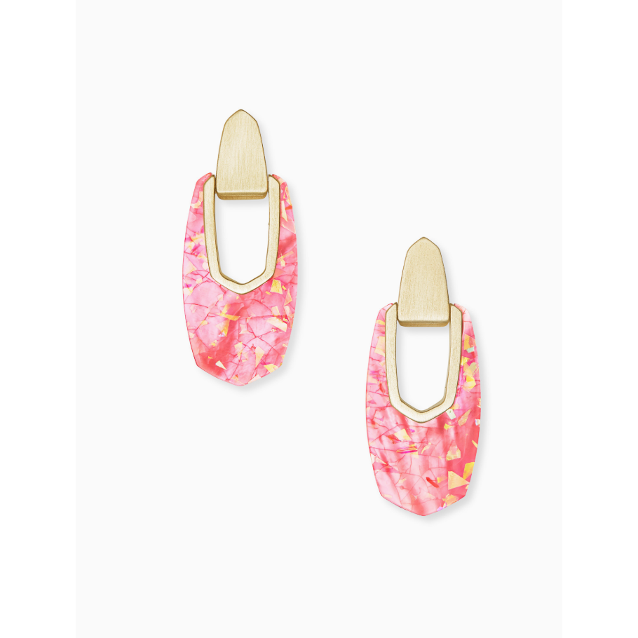 Kailyn Drop Earring in Gold Iridescent Coral Illusion