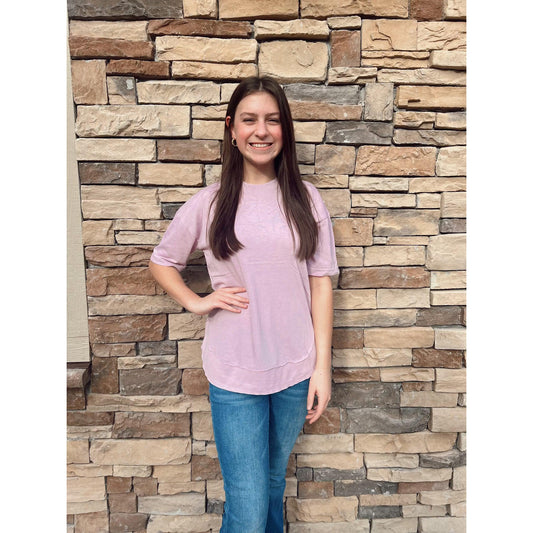 Short Sleeve Round Bottom Tee in Beach Purple