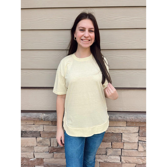 Short Sleeve Round Bottom Tee in Beach Yellow