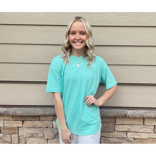 Short Sleeve Round Bottom Tee in Beach Mint
