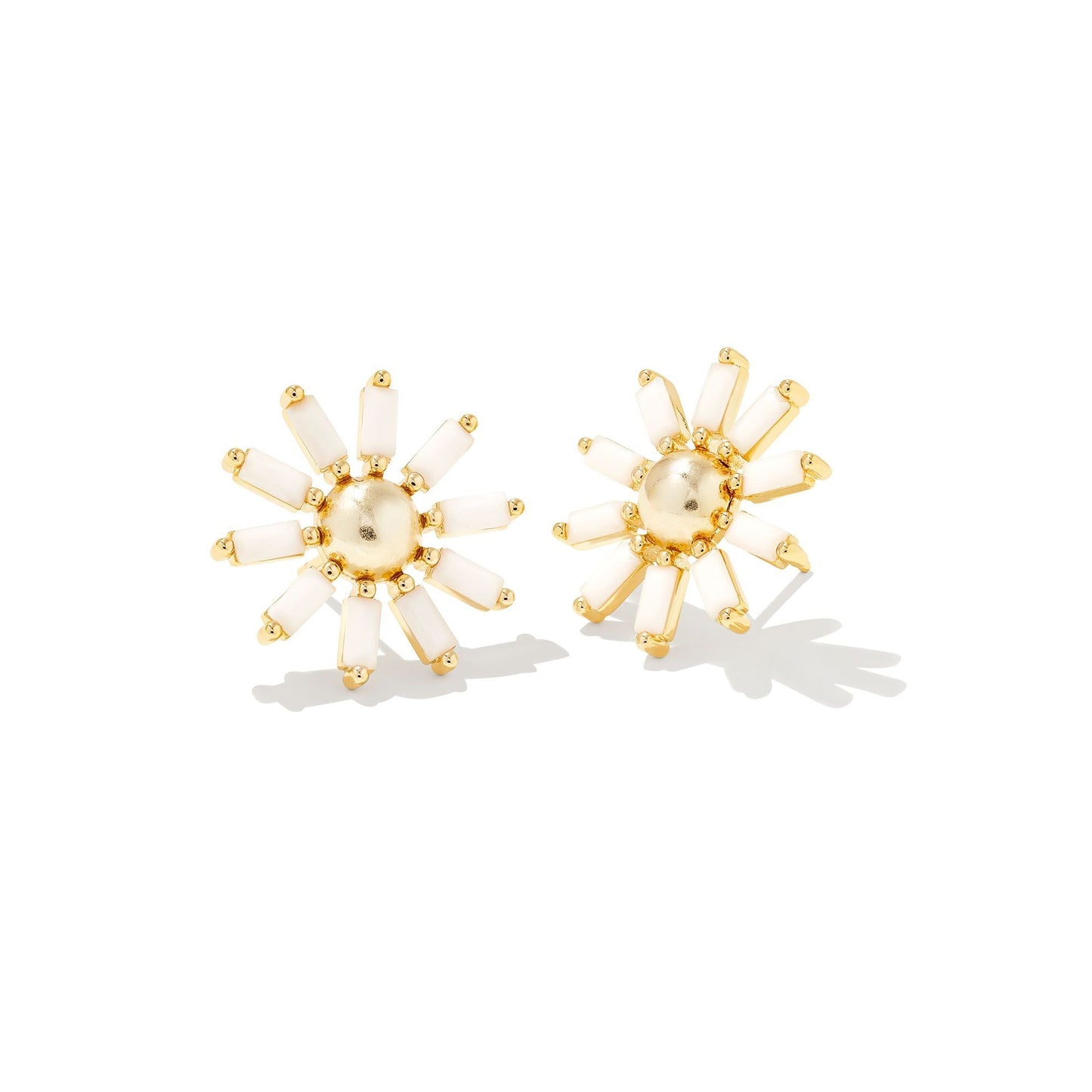 Madison Daisy Studs in Gold and White Opal