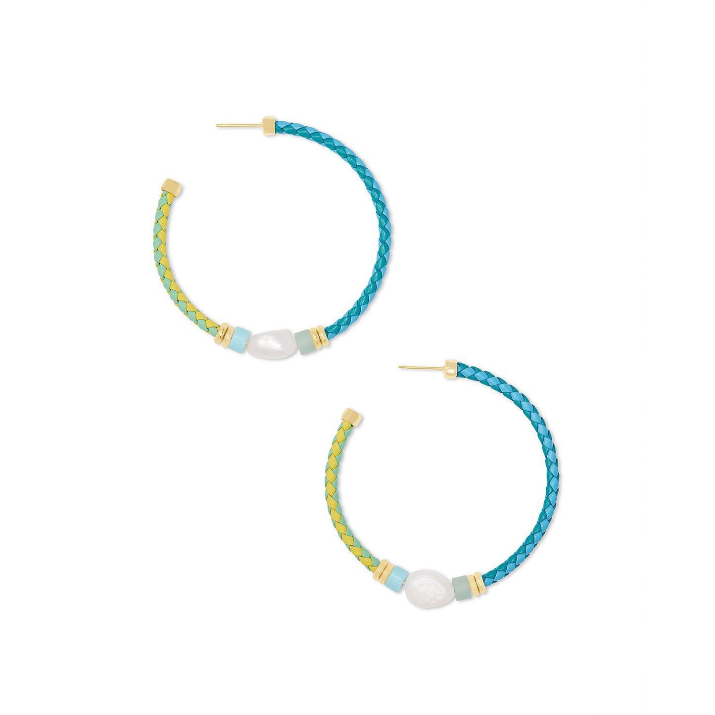 Raven Hoop Earrings in Gold Turquoise Mix