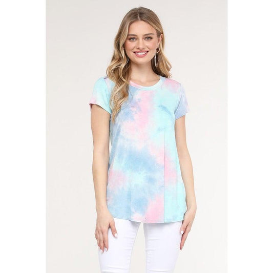Pink/Blue Tie Dye Top