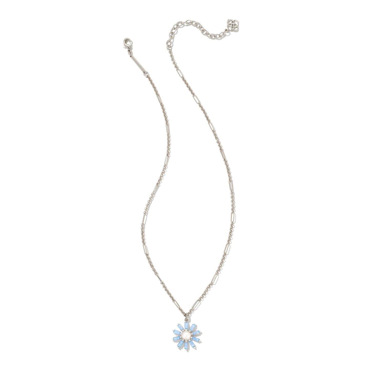 Madison Daisy Short Necklace in Bright Silver and Light Blue Opal