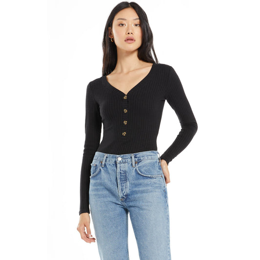 Hannah Rib Bodysuit In Black