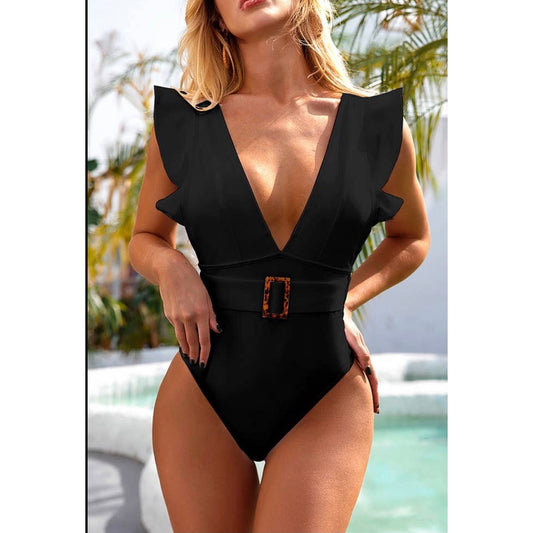 Belted One Piece Bathing Suit