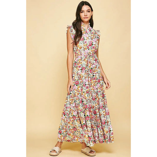 Floral Maxi Dress in White