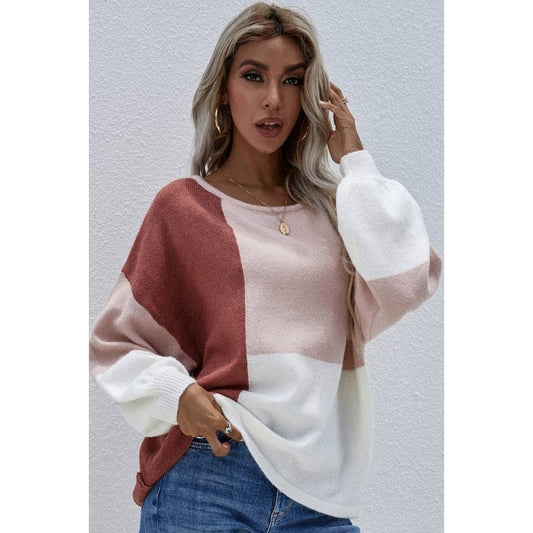 Pink Multi Color Block Sweater