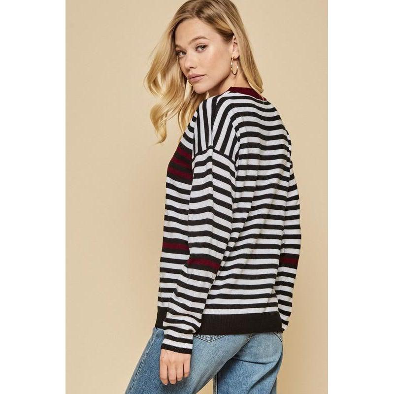 Striped Maroon Days Top