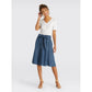 Button Fray Chambray Skirt