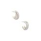 Livy Silver Huggie Earrings In White Crystal