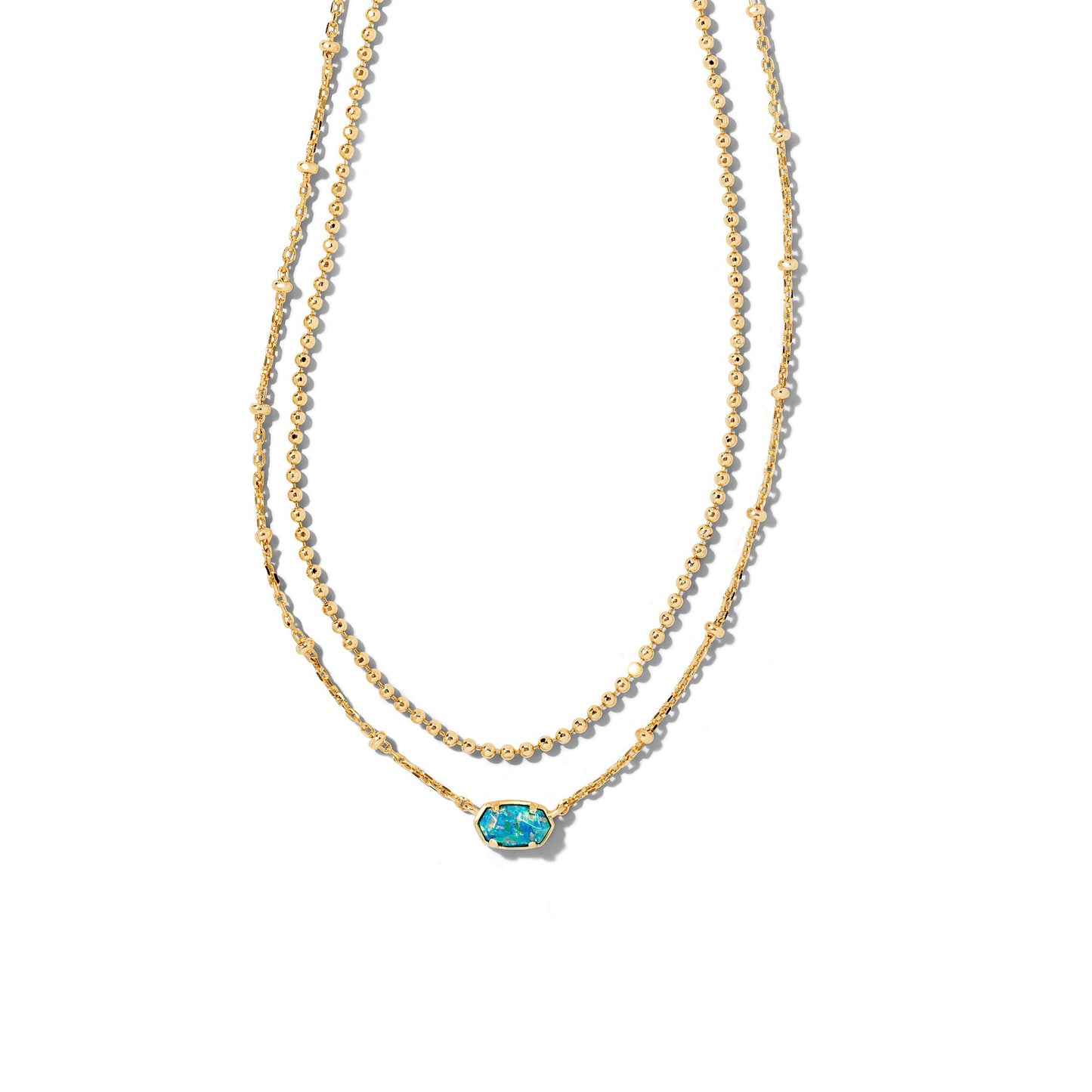Emilie Multi Strand Necklace In Gold Marine Opal