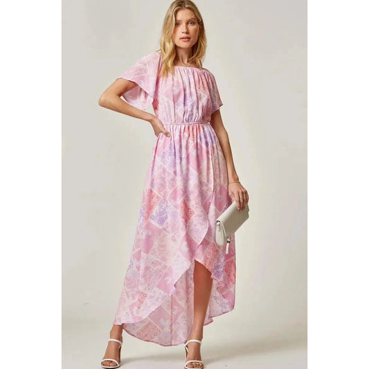 Lilac Patchwork Print Dress