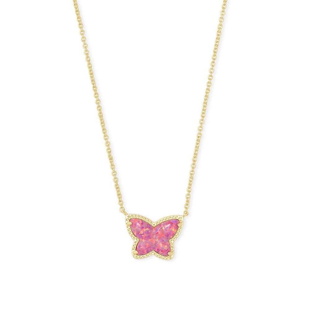 Lillia Butterfly Gold Enamel Strand Necklace in Pink Enamel - Kendra Scott main image 1