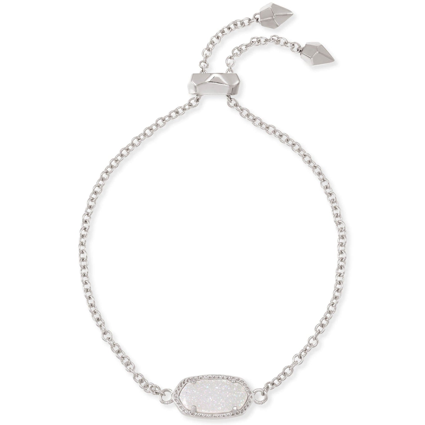Elaina Chain Bracelet in Rhodium Iridescent Drusy