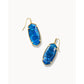 Faceted Elle Gold Drop Earrings In Navy Abalone
