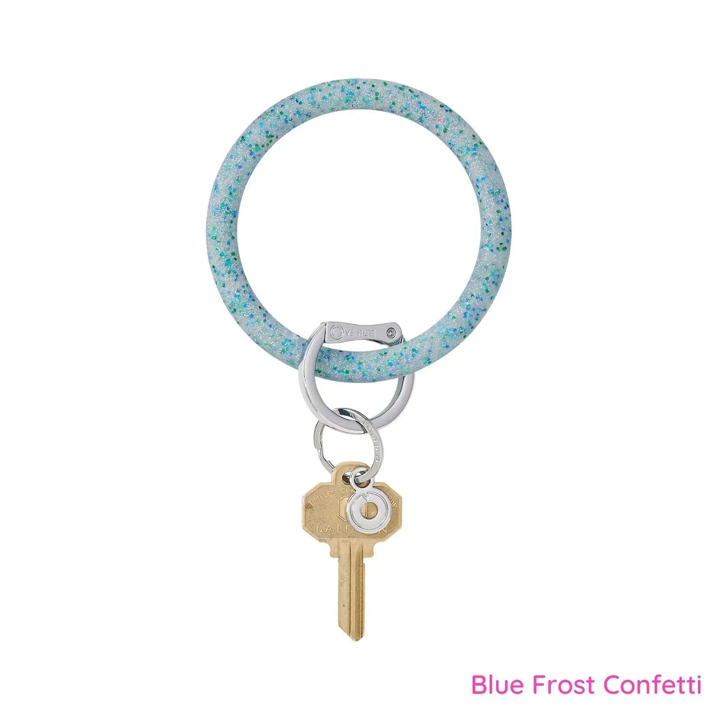 Blue Frost Confetti Silicone Key Ring