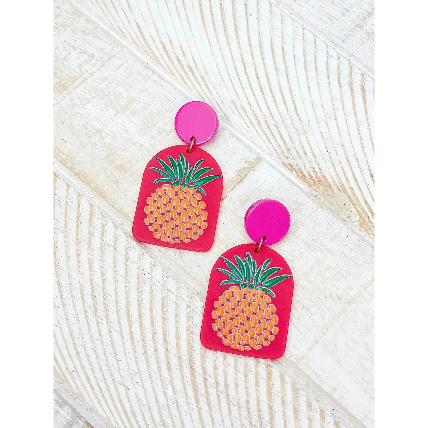 Bright Pineapple Print Earrings