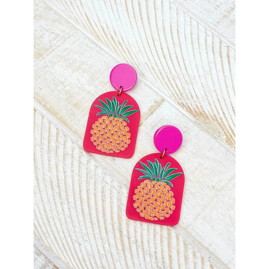 Bright Pineapple Print Earrings
