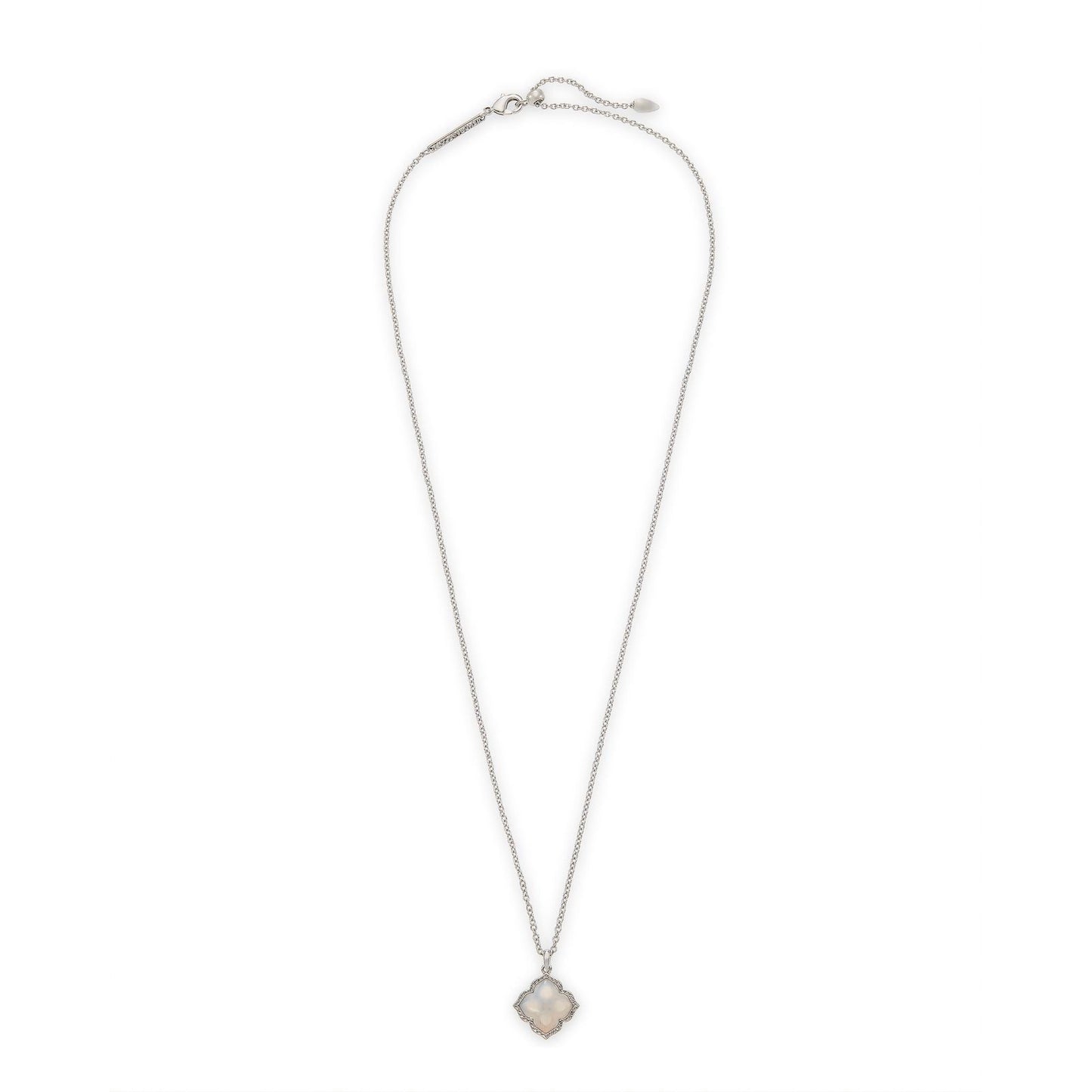 Fall 1 Mallory Pendant Necklace In Rhodium Gray Branded Agate