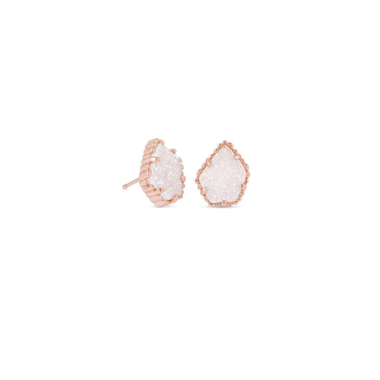 Tess Rose Gold Iridescent Drusy Earrings
