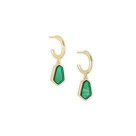 Clove Huggie Earring Gold Jade Green Illusion