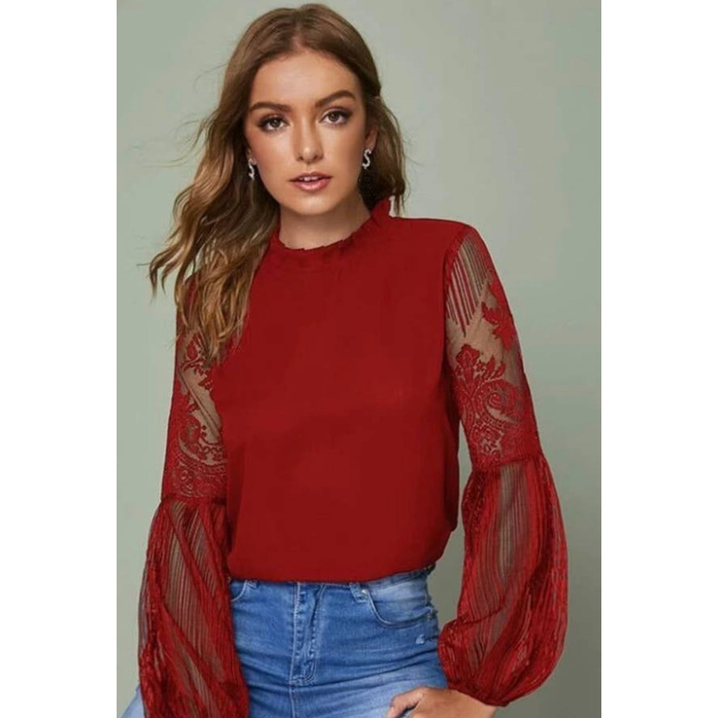 Sweet Burgundy Lace Blouse