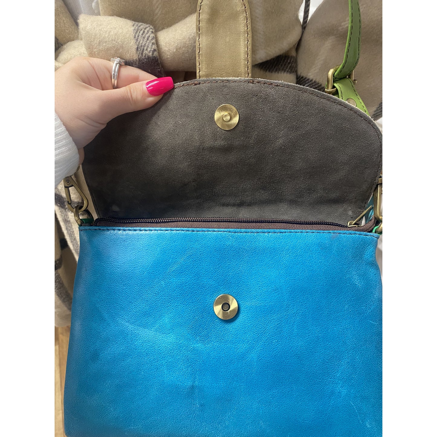 Sutton Leather Crossbody Teal Blue
