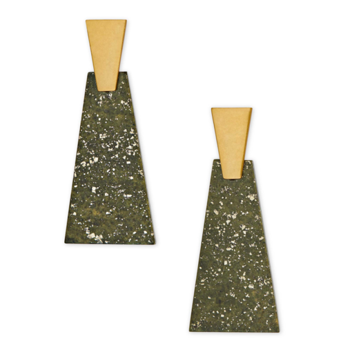 KS Collins Large Earrings in Olive Epidote