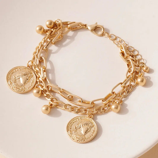 Layered Coin Charm Bracelet