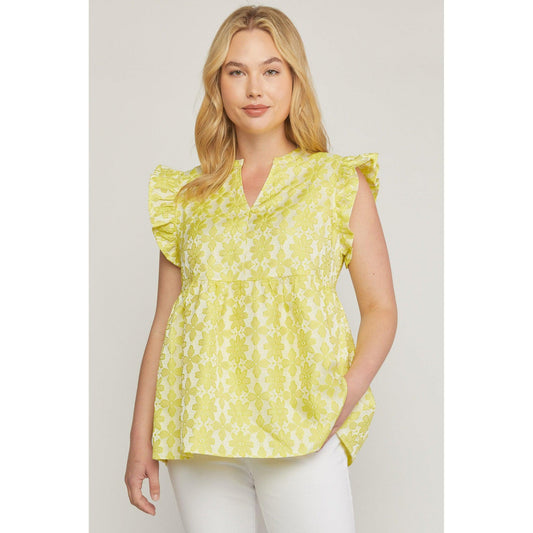 Curvy Floral Top in Yellow