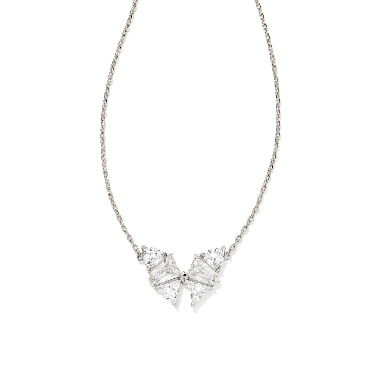 Blair Butterfly Pendant Necklace in Rhodium and White Crystal